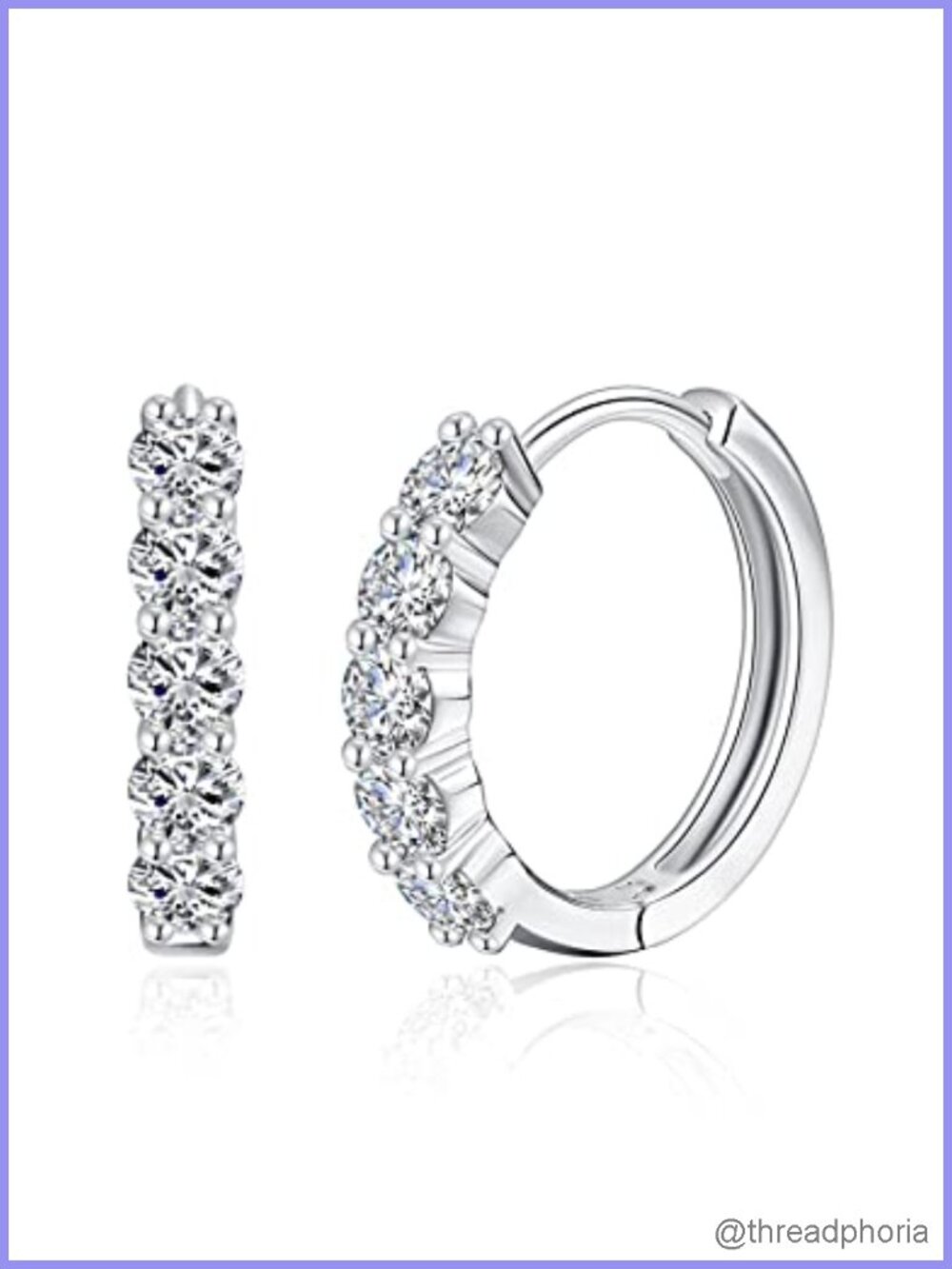 Moissanite Huggie Earrings 925 Sterling Silver 18K White Gold Plated